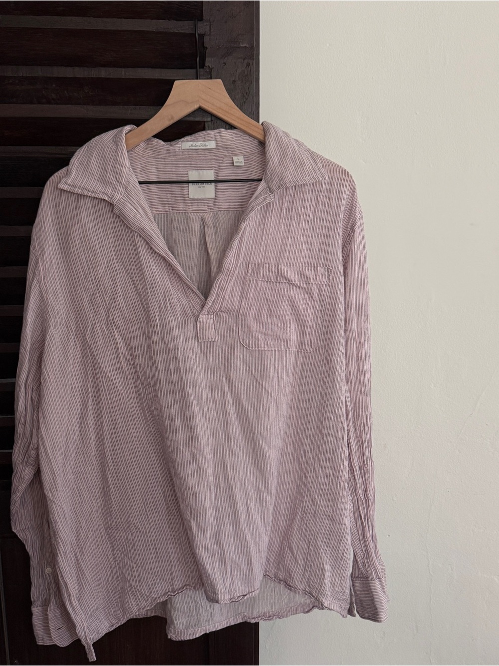 Todd Snyder Light Mauve Striped Pullover Shirt